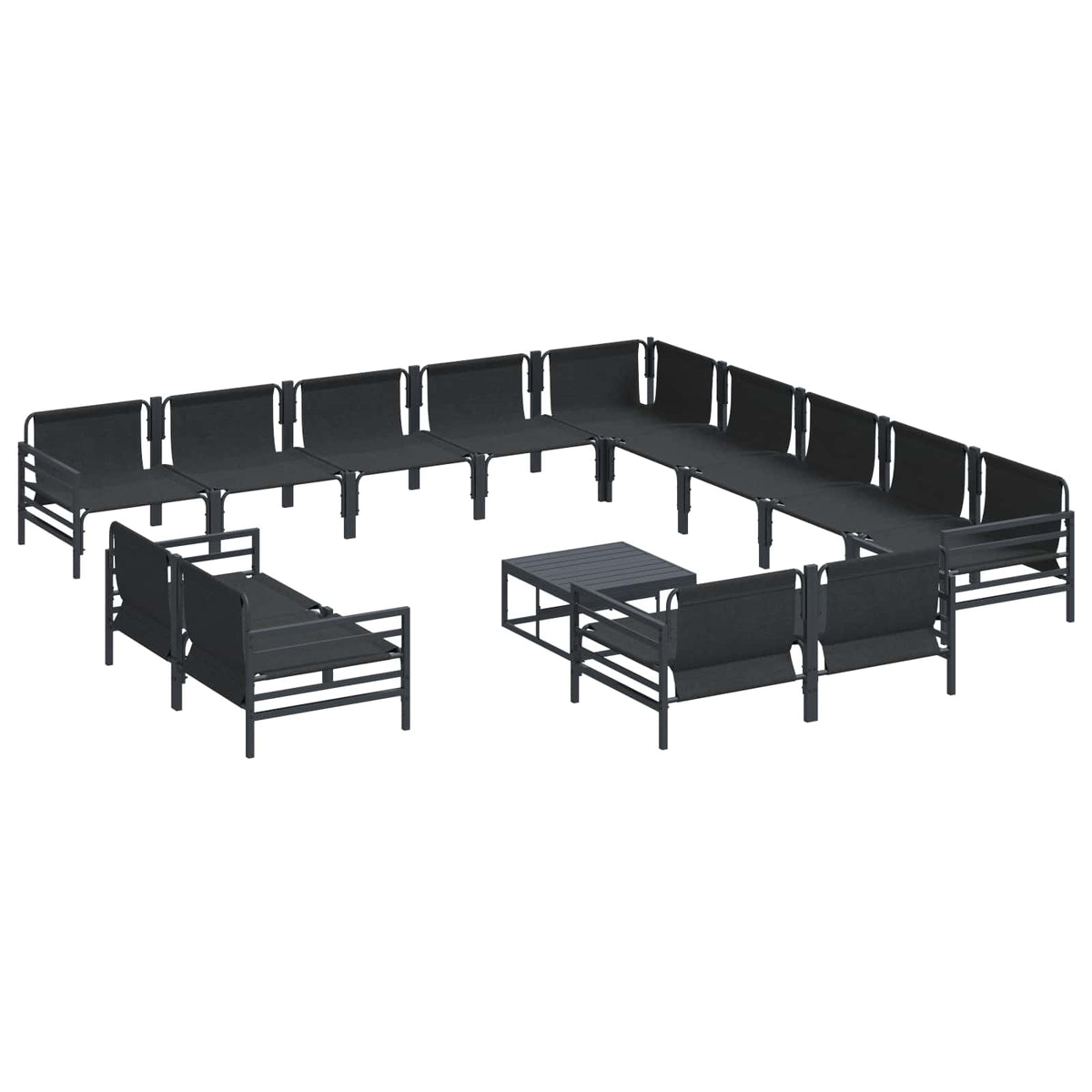 vidaXL Garden Sofa Set 14 pcs Black Steel 6