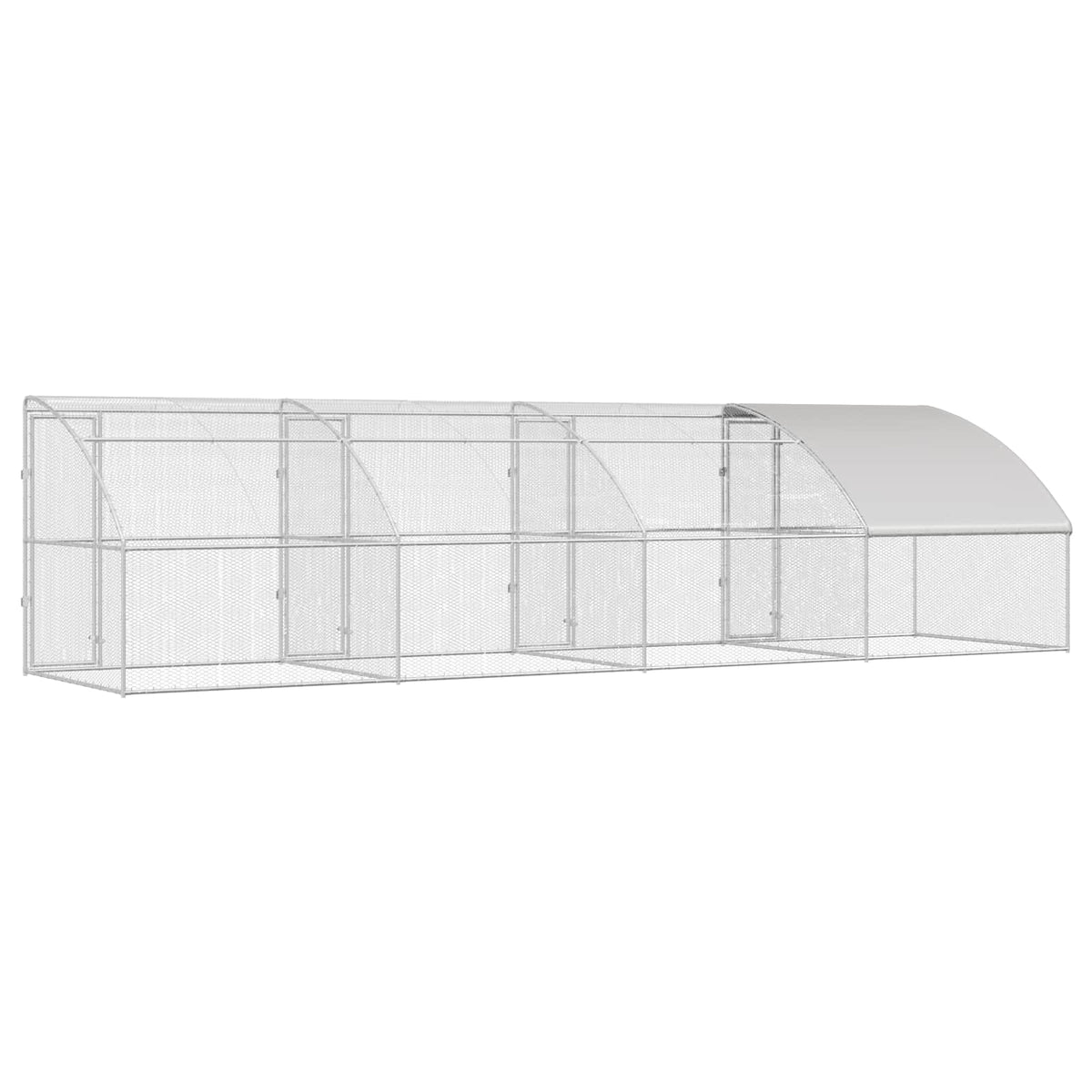 vidaXL Chicken Cage 4 pcs Silver 800 x 200 x 200 cm Steel and PE 6