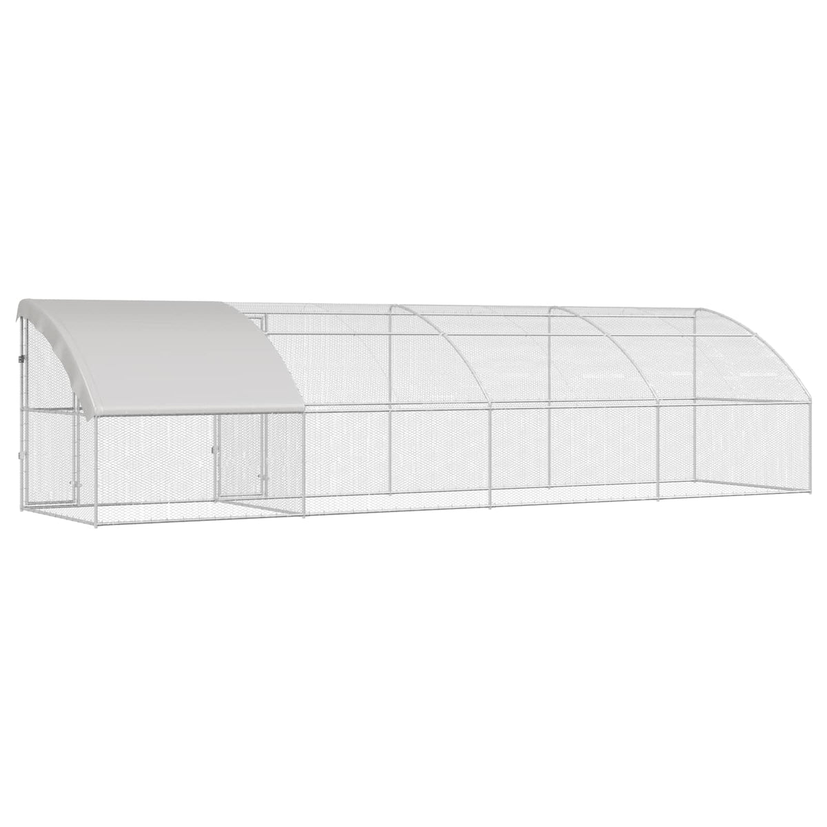 vidaXL Chicken Cage 4 pcs Silver 800 x 200 x 200 cm Steel and PE 6