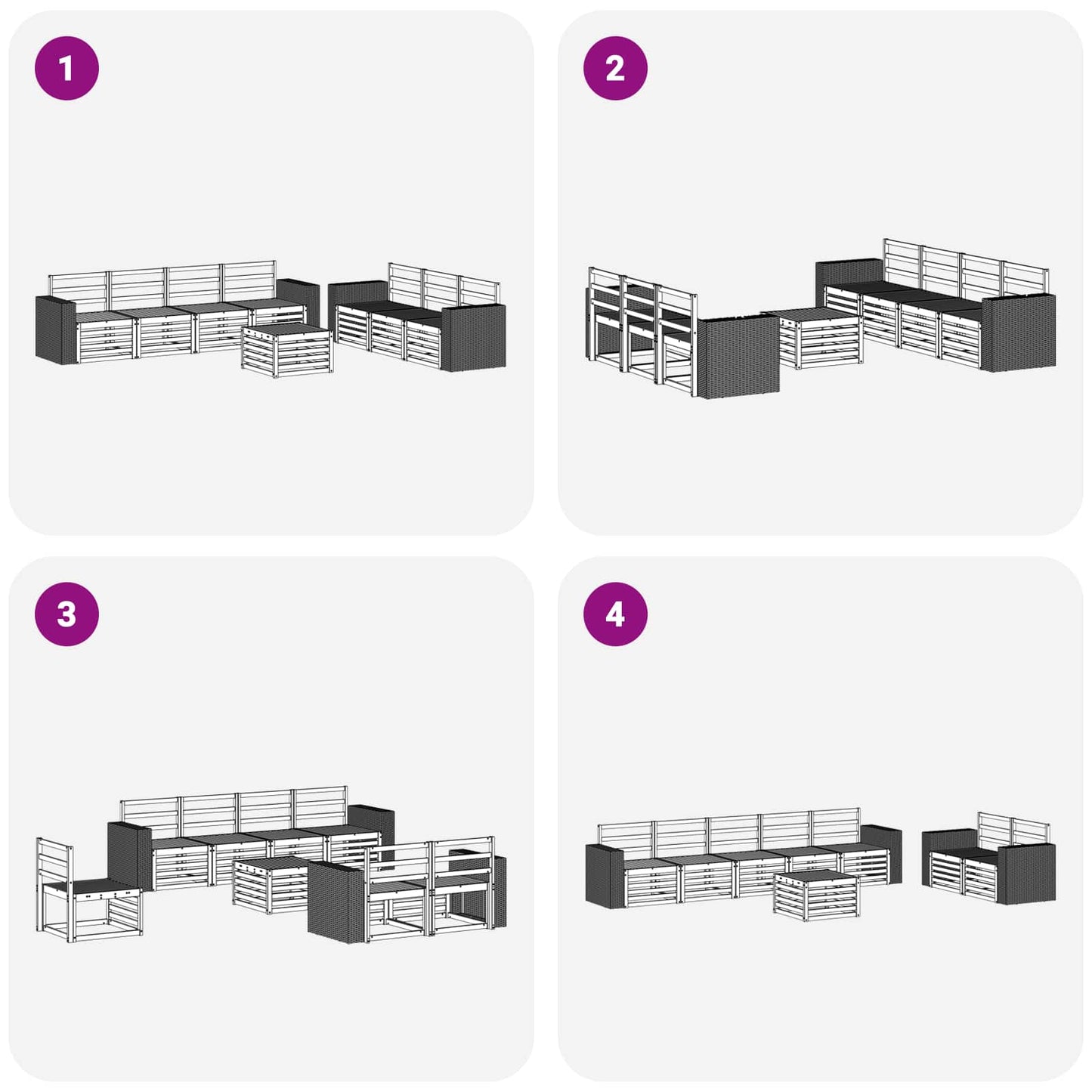 vidaXL Sofa Sets 8 pcs Solid Acacia Wood 6