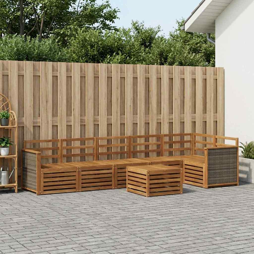 vidaXL Outdoor Sofa Set 7 pcs Polyester Natural