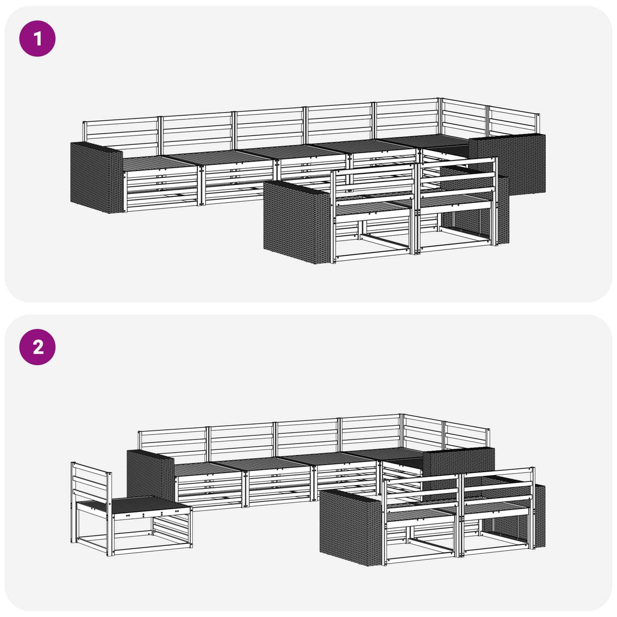 vidaXL Outdoor Sofa Set 8 pcs Natural 6