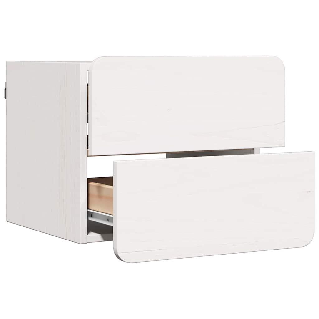 Bedside Table 39 x 34 x 33 cm Solid pinewood White 2