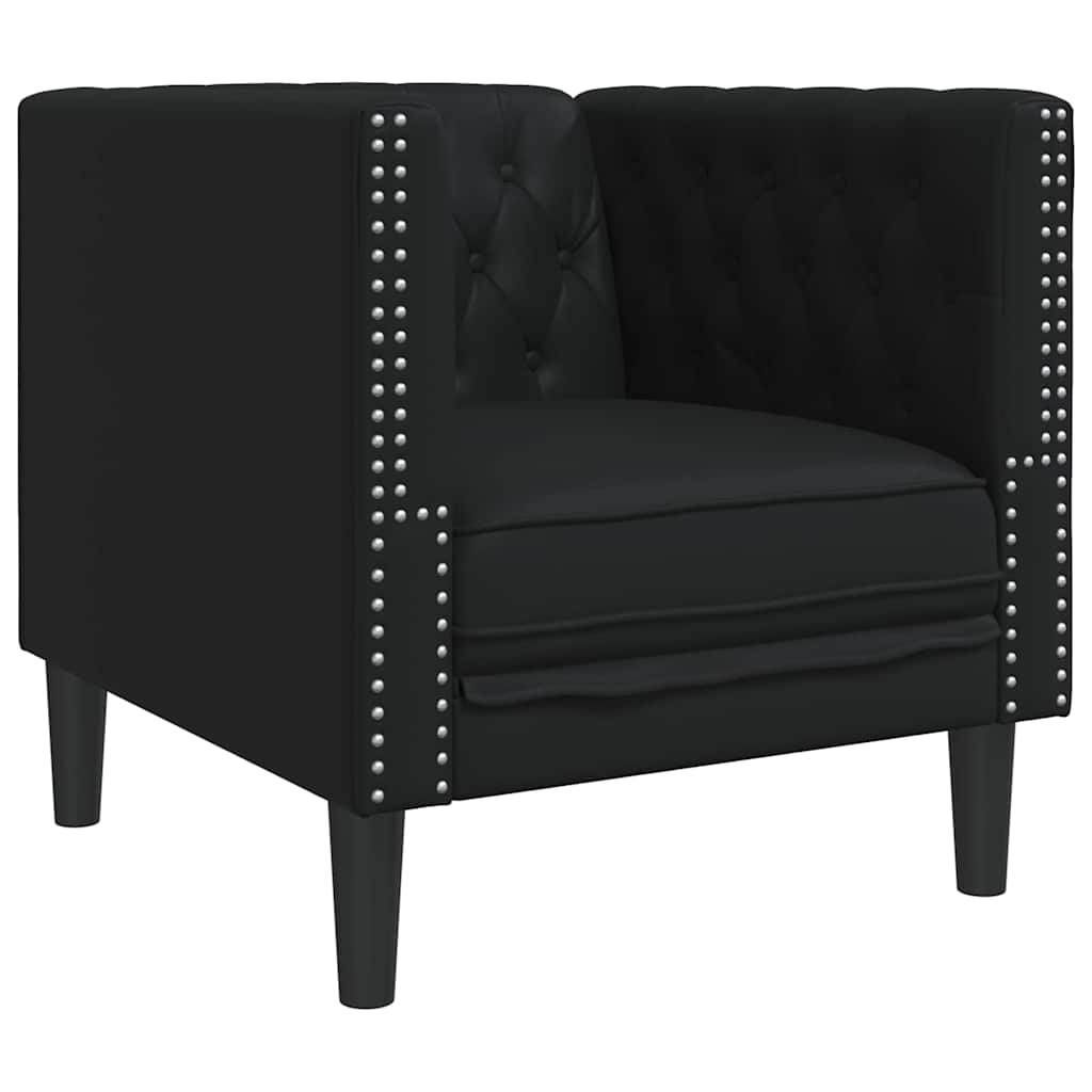 vidaXL Living Room Couch 3 pcs Black Faux Leather 6