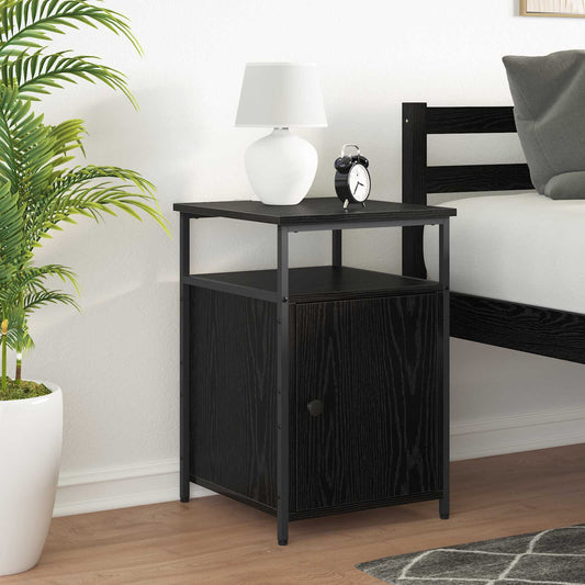 Bedside Cabinet Engineered Wood Black oak