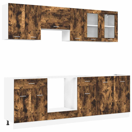 vidaXL Kitchen Unit Lyon 8 pcs Smoked oak Engineered Wood 2