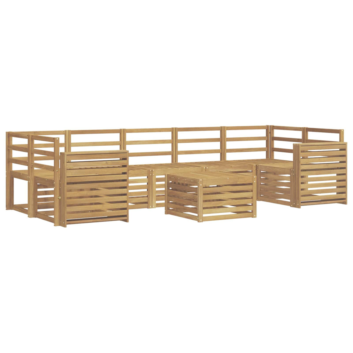 Outdoor Sofa Set 8 pcs 7-Seaters Solid Acacia Wood White Wide flat
