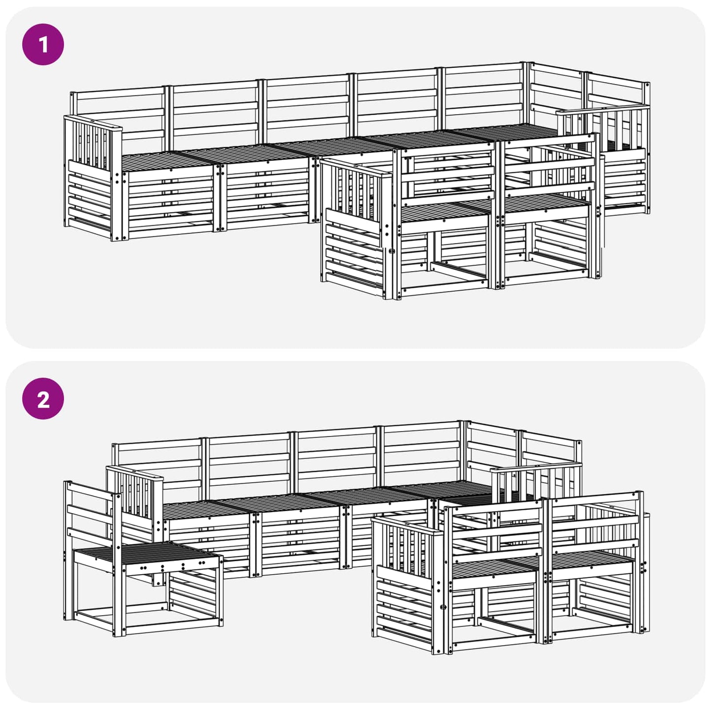 vidaXL Outdoor Sofa Set 8 pcs White Solid Acacia Wood 6