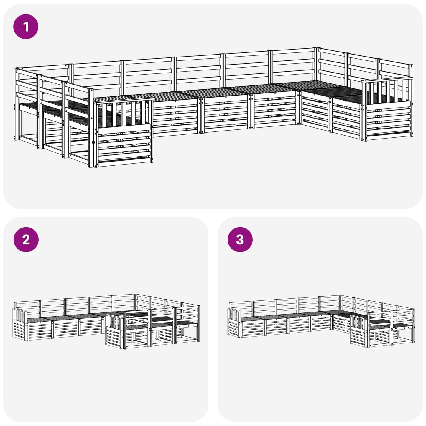 vidaXL Outdoor Sofa Set 10 pcs White Solid Acacia Wood 6