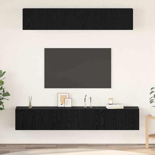 5 Piece TV Cabinet Set Engineered Wood Width 80 cm Black oak