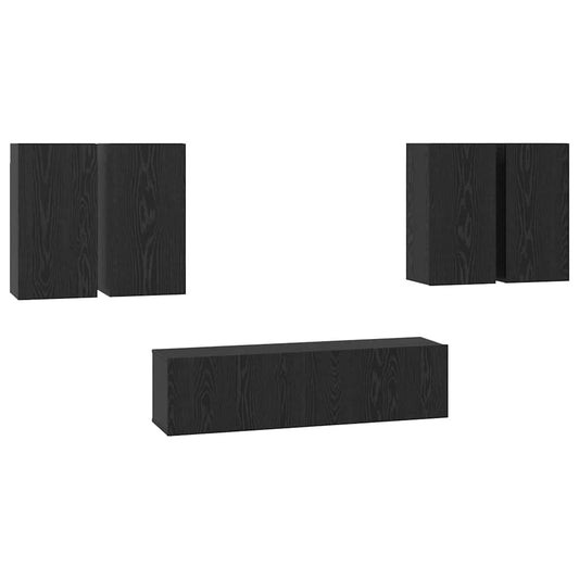 6 Piece TV Cabinet Set Engineered Wood Height 60 cm Black oak