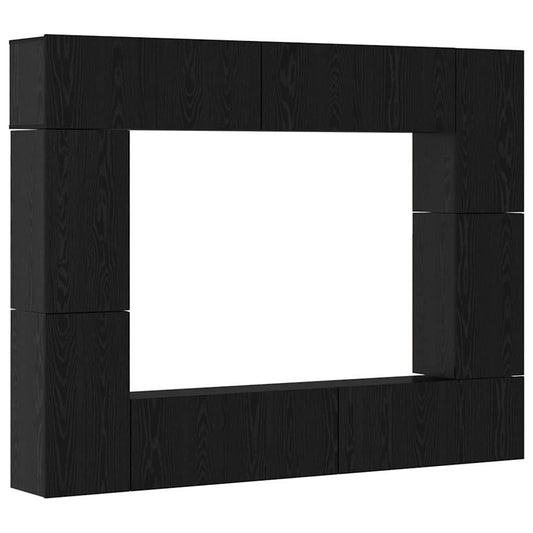 8 Piece TV Cabinet Set Engineered Wood Width 80 cm Black oak