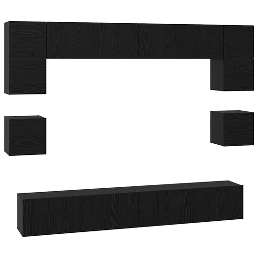 8 Piece TV Cabinet Set Engineered Wood Width 100 cm Black oak