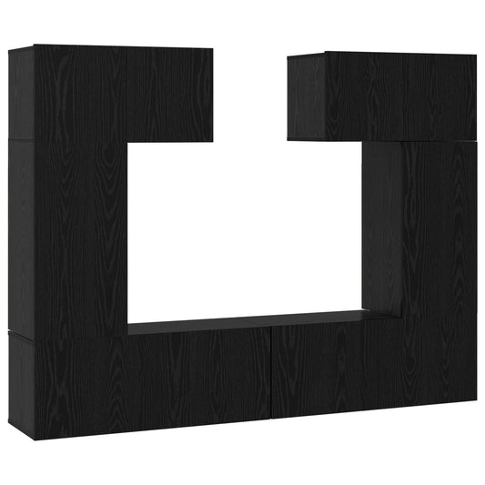 6 Piece TV Cabinet Set Engineered Wood Height 60 cm Black oak