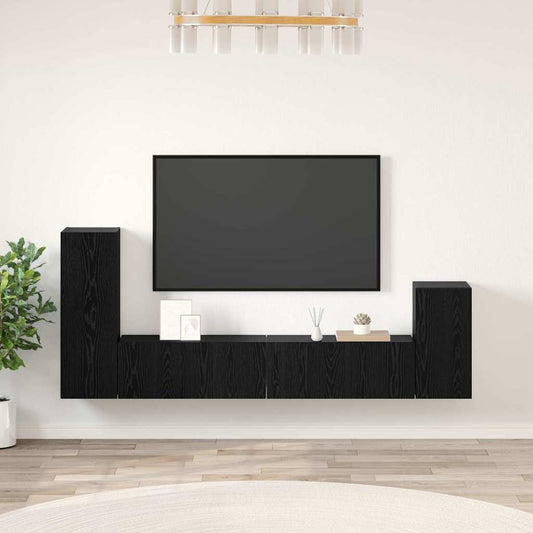 4 Piece TV Cabinet Set Engineered Wood Black oak 80 cm