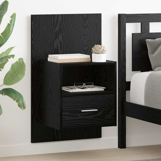 Wall-mounted Bedside Cabinets Black oak