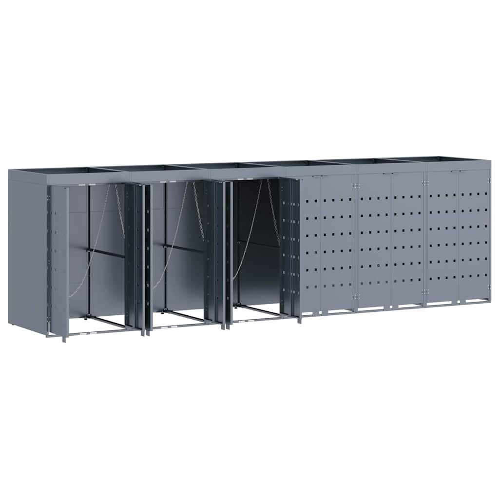 vidaXL Wheelie Bin Storage for 6 Bins Light Grey 408 x 77.5 x 121.5 cm 6
