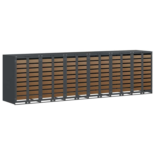 vidaXL Wheelie Bin Storage for 6 Bins Steel Anthracite 2