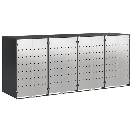 vidaXL Wheelie Bin Storage for 4 Bins Stainless Steel Anthracite 2