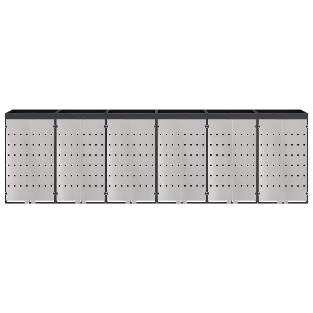 vidaXL Wheelie Bin Storage for 6 Bins Stainless Steel Anthracite 6