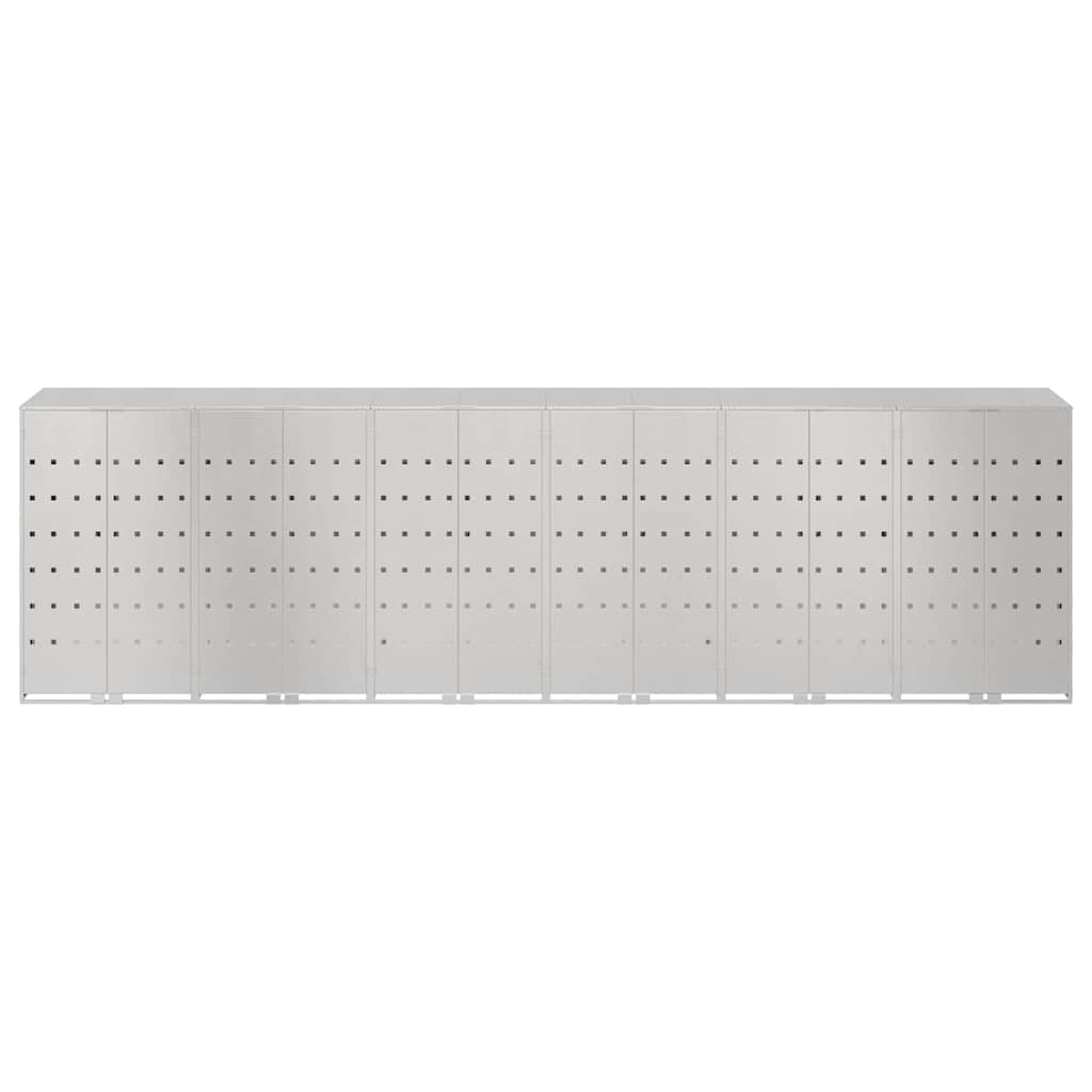 vidaXL Wheelie Bin Storage for 6 Bins Stainless Steel Silver 6
