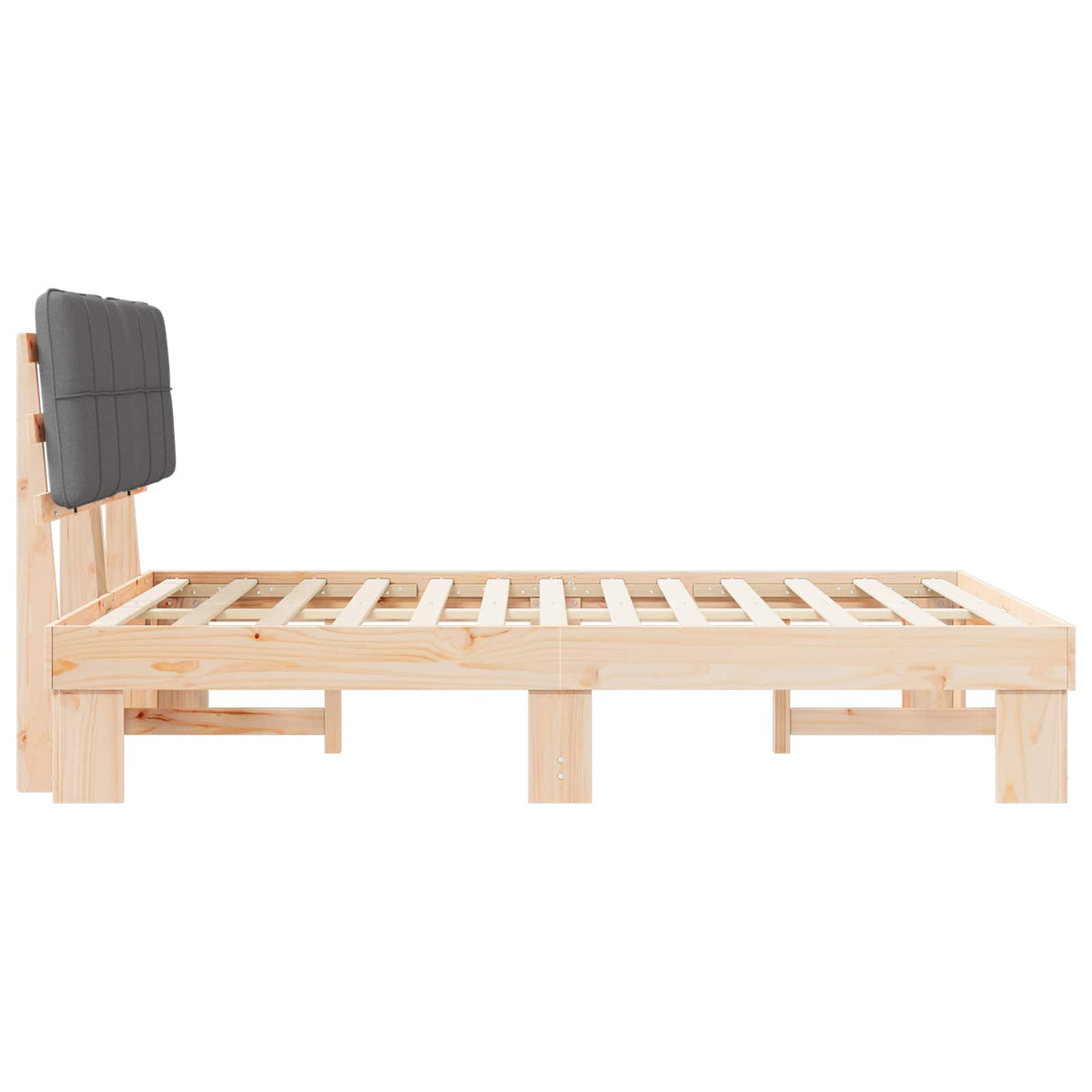 Bed Frame with Upholstered Headboard Length 190 cm Natural and Dark Grey 120 cm