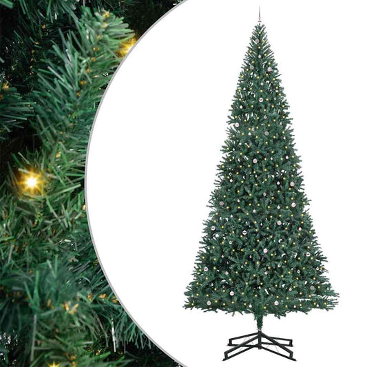 vidaXL Artificial Pre-lit Christmas Tree with Ball Set Green 500 cm 2