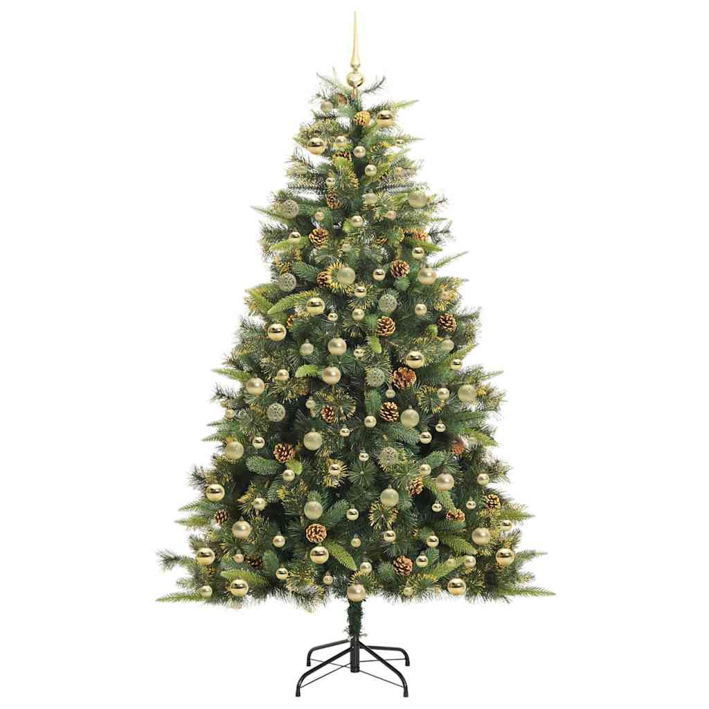 vidaXL Artificial Hinged Christmas Tree with Cones Green 210 cm 4