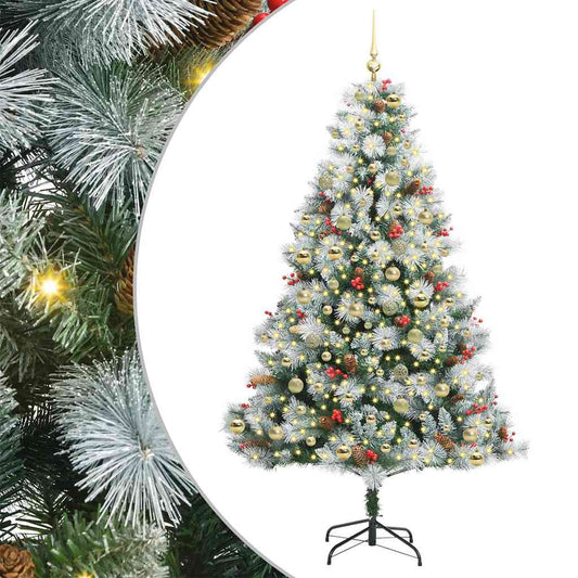 vidaXL Artificial Christmas Tree Green and white 210 cm 2