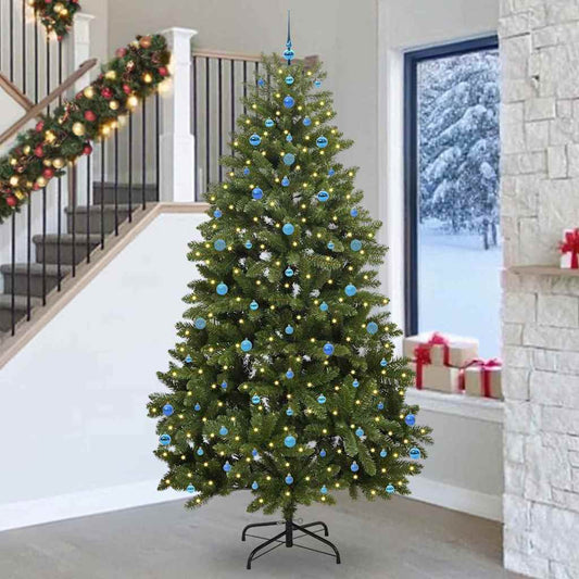 Artificial Christmas Tree 270 cm 300 LEDs Warm White Green Ø 128 x 270 cm with 300 LEDs&blue balls