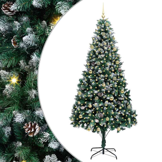 vidaXL Artificial Christmas Tree with 300 LEDs with Stand Green 240 cm 2