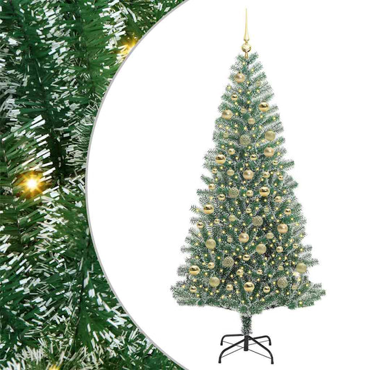 vidaXL Artificial Christmas Tree Snow Flocked with LED Light 210 cm 2