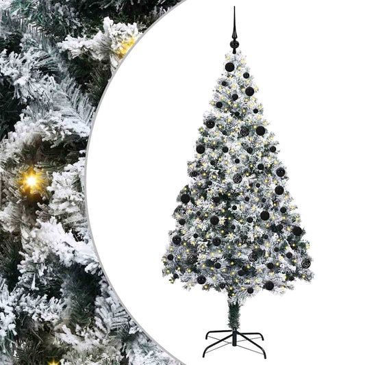 Artificial Christmas Tree White 210 cm with 120 black balls