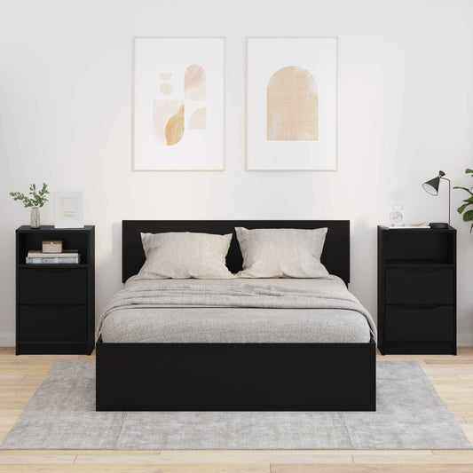 Bedside Table 40 x 30 x 67 cm Engineered Wood Black 2