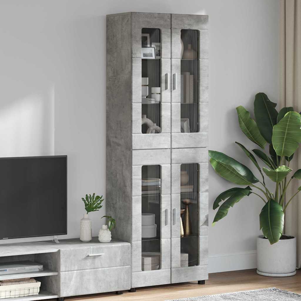 TV Cabinet Set FLORIN 3 pcs 150 x 39 x 30 cm Concrete Grey with 4 glass doors