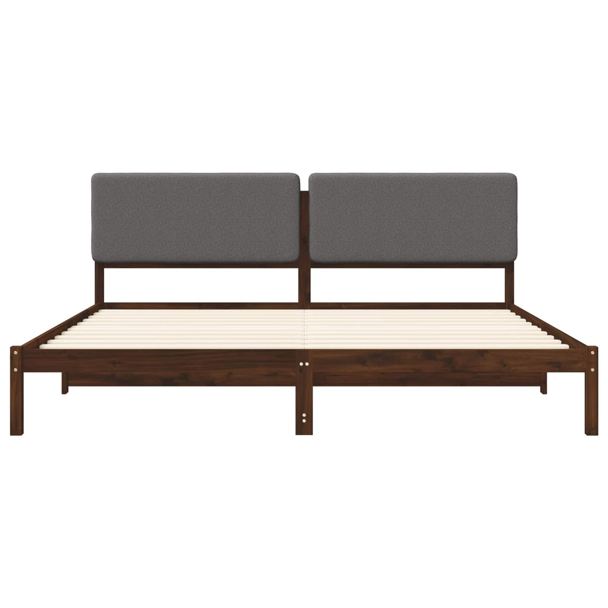 vidaXL Bed Frame with Upholstered Headboard Dark Brown and Light Grey 4