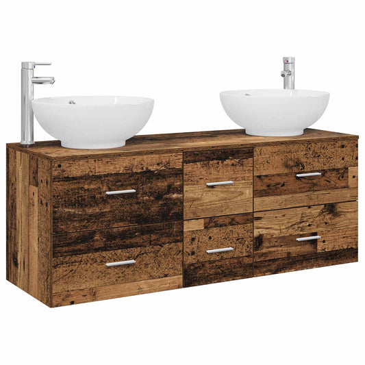 vidaXL Bathroom Furniture Set 3 pcs Old Wood 49.5 x 44.5 x 65 cm 2