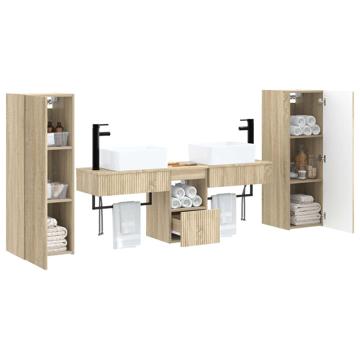 Bathroom Cabinet Set 5 pcs 136 x 35 x 80 cm Sonoma oak