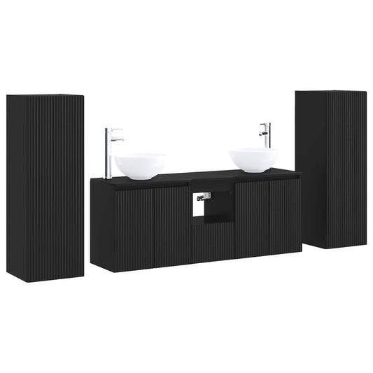 vidaXL Bathroom Furniture Set 5 pcs Black 33 x 34.5 x 100 cm 2