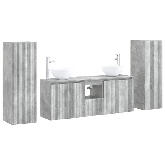 vidaXL Bathroom Furniture Set 5 pcs Concrete Grey 33 x 34.5 x 100 cm 2
