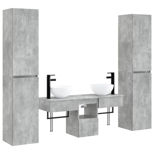 vidaXL Bathroom Furniture Set 5 pcs Concrete Grey 33 x 34.5 x 160 cm 2