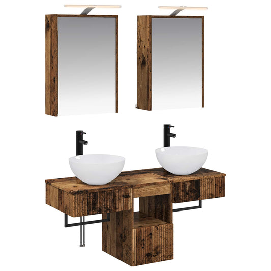 vidaXL Bathroom Cabinet Set 5 pcs Old Wood Engineered Wood 2