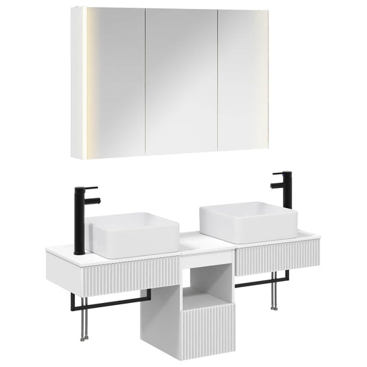 vidaXL Bathroom Cabinet Set 4 pcs White Engineered Wood 2