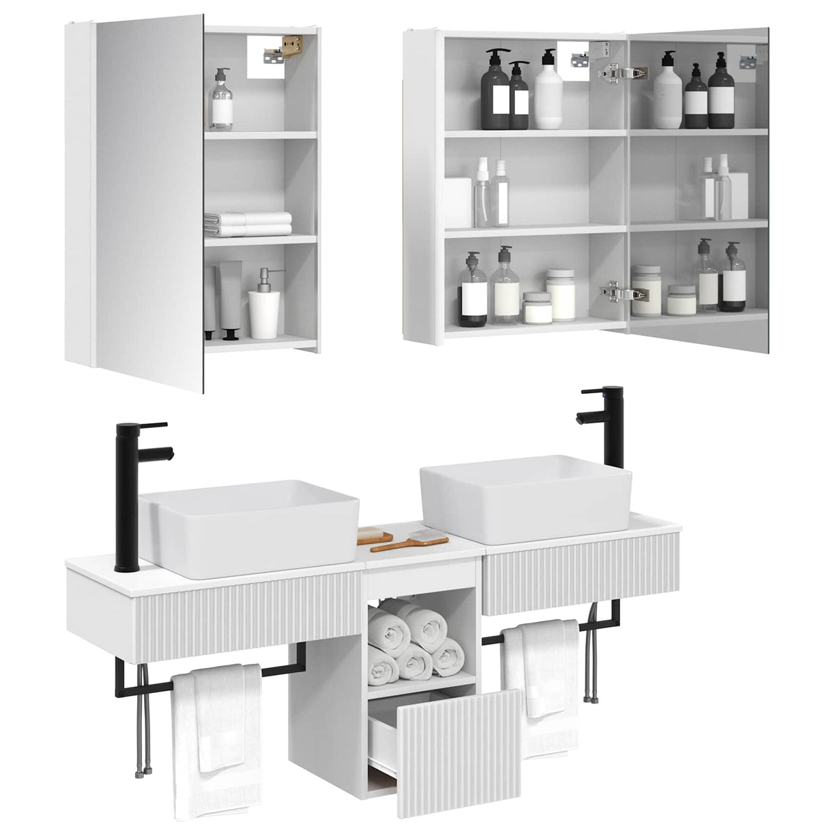 Bathroom Cabinet Set 5 pcs 53 x 15.5 x 70 cm White