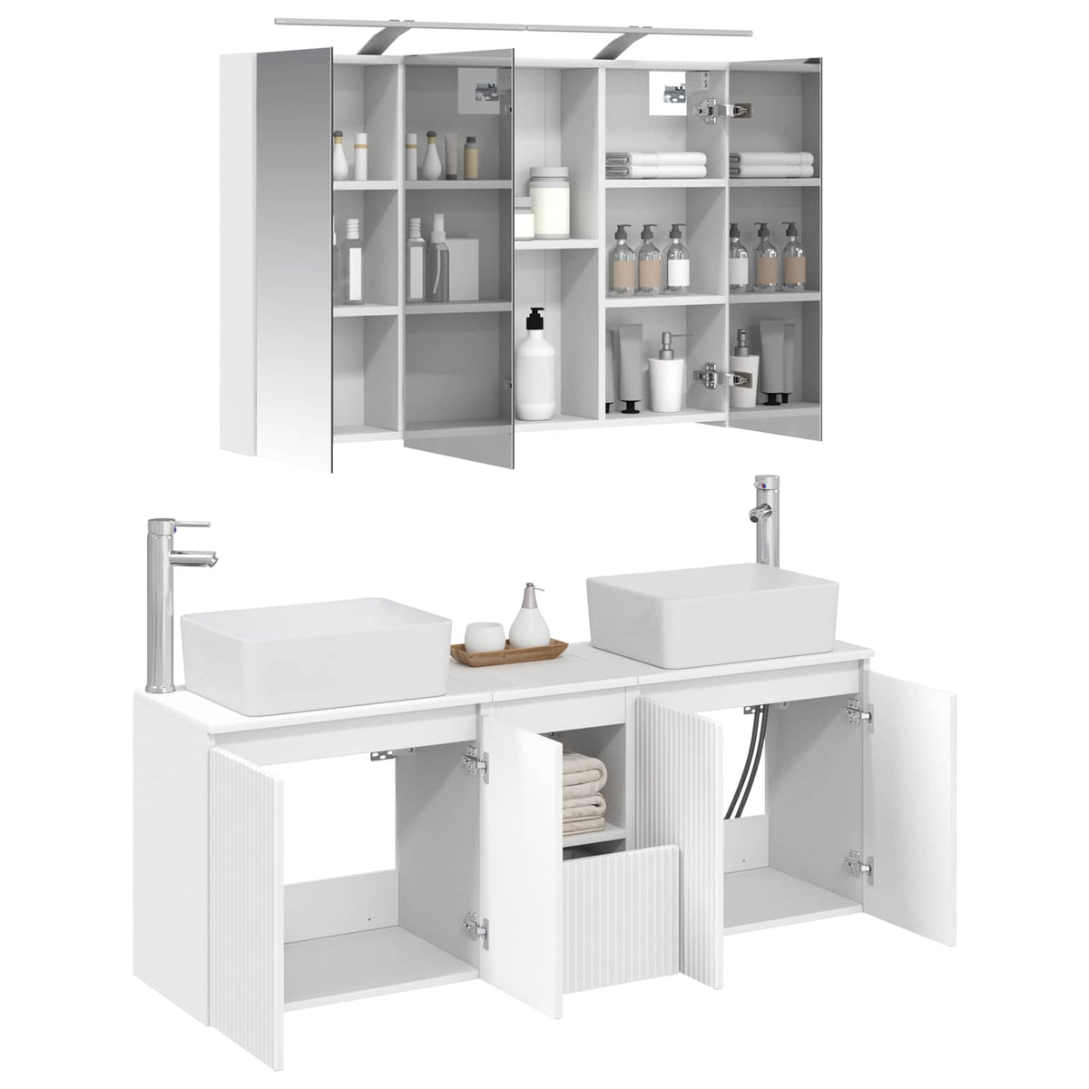 Bathroom Cabinet Set 4 pcs 100 x 14.5 x 70 cm White
