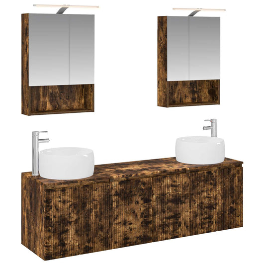 vidaXL Bathroom Cabinet Set 5 pcs Smoked Oak Engineered Wood 2