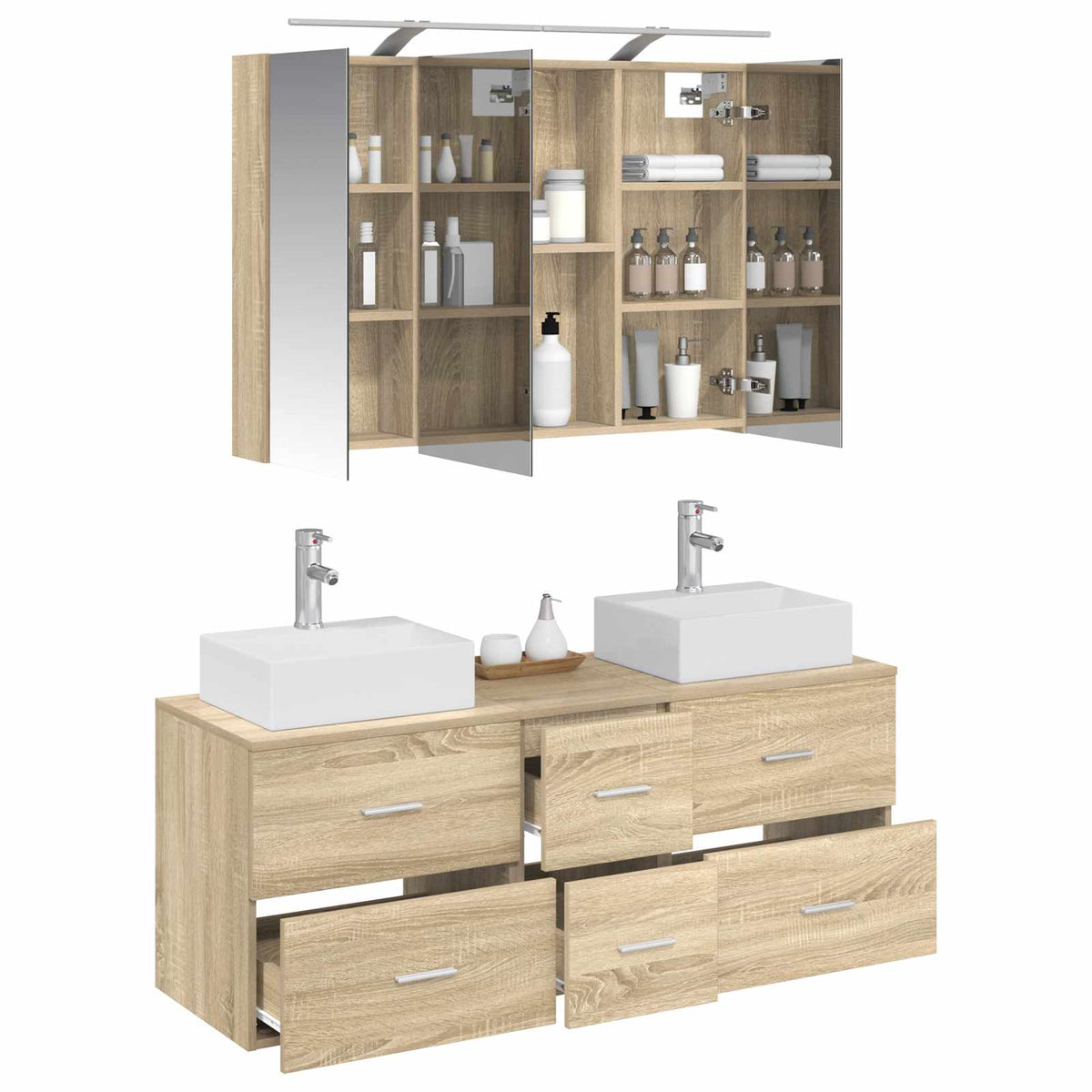 Bathroom Furniture Set 4 pcs 100 x 14.5 x 70 cm Sonoma oak