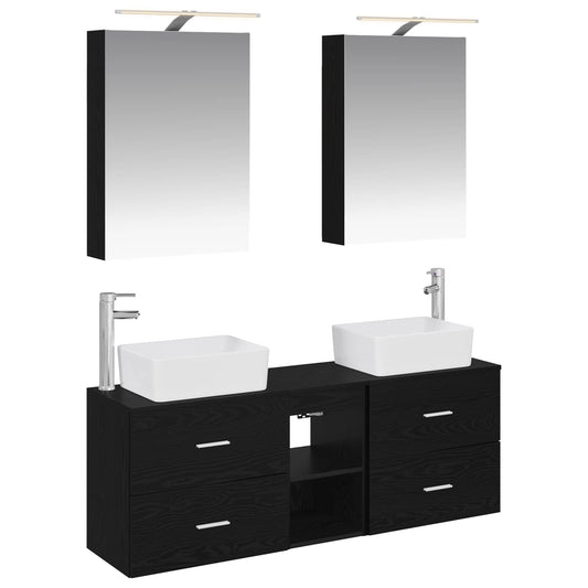 vidaXL Bathroom Furniture Set 5 pcs Black Oak 2