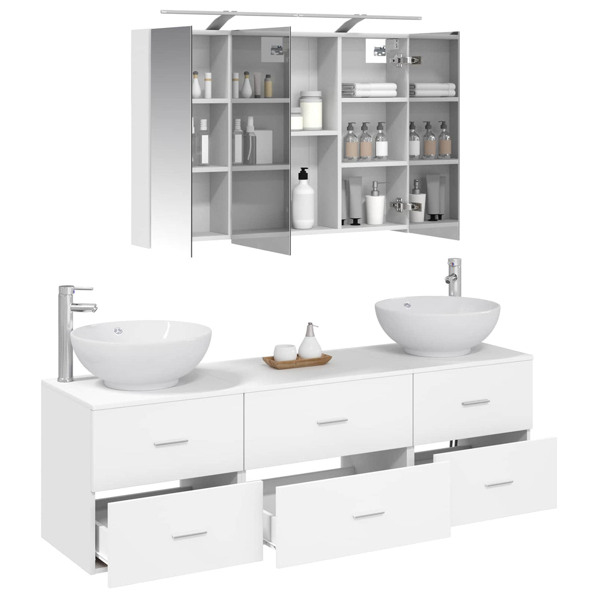 Bathroom Furniture Set 4 pcs 100 x 14.5 x 70 cm White