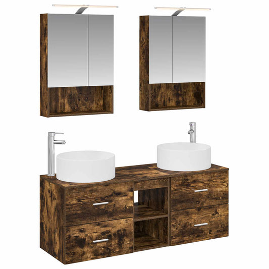 vidaXL Bathroom Furniture Set 5 pcs Smoked Oak 2